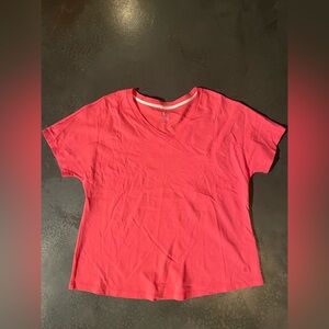 Isaac Mizrahi Pink V-Neck Short Sleeve Tee